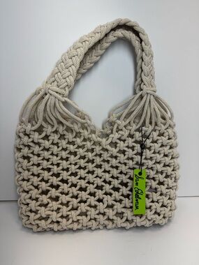 Sam Edelman Braided Macramé Shoulder Bag in Natural Cream ** stunning**